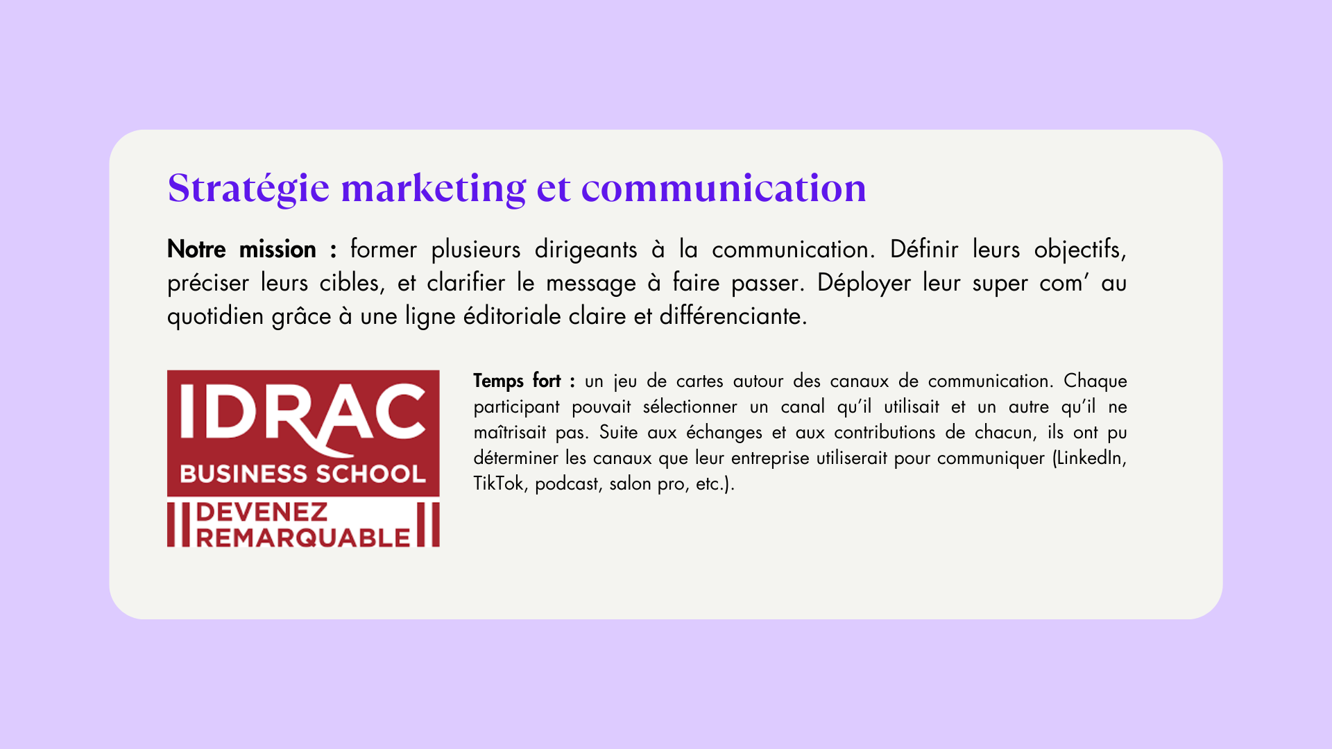 Formation marketing et communication